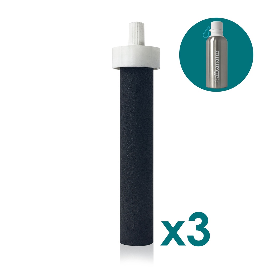 Pack 3 Recambios filtro Botella filtradora Metálica Alkanatur GO